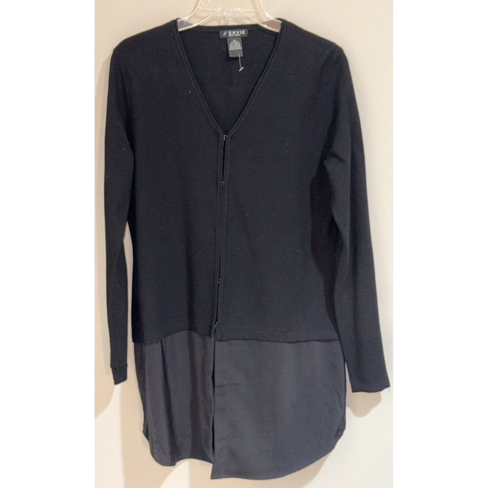 J'envie Black Cardigan Jacket Peplum Hem Long Sleeve Hook & Eye Close Medium